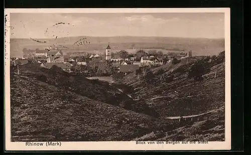 AK Rhinow i. Mark, Blick von den Bergen auf die Stadt