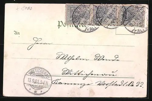 Lithographie Dresden-Neustadt, Denkmal auf dem Neustädter Markt