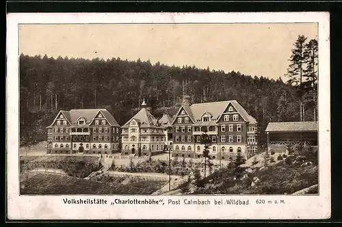 AK Calmbach b. Wildbad, Blick auf die Volksheilstätte Charlottenhöhe