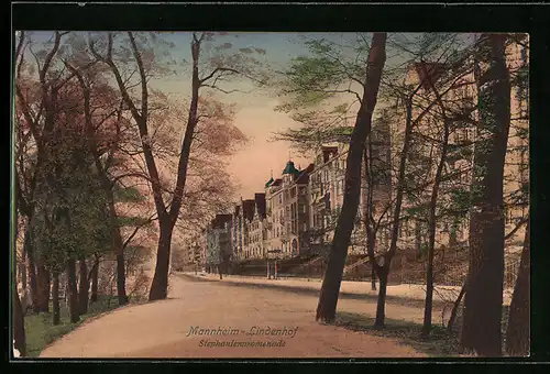 AK Mannheim, Lindenhof, Häuserfront in der Stephanienpromenade