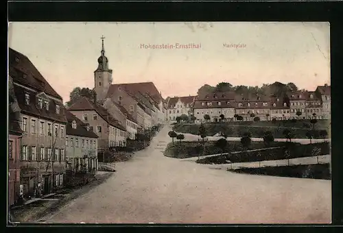 AK Hohenstein-Ernstthal, Blick auf den Marktplatz, Blick zur Kirche