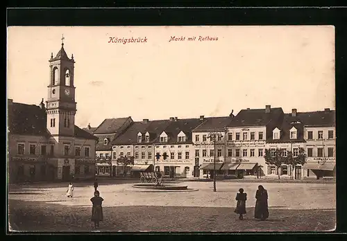 AK Königsbrück, Blick zum Rathaus am Markt