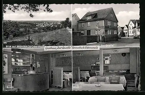 AK Brensbach im Odenwald, Panoramaansicht, Gasthaus Zur Quelle, im Lokal, das Büfett