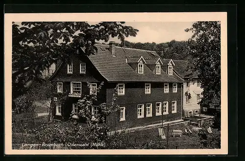 AK Langen-Brombach i. Odenwald, Partie an der Mühle, Fremdenpension H. Windisch