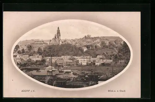 AK Adorf i. V., Blick auf die Stadt mit der Kirche