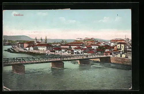 AK Skopje, Blick auf die Brücke in die Stadt