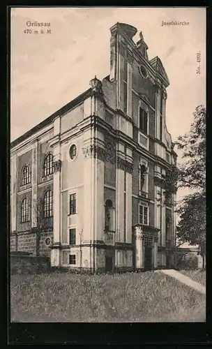 AK Grüssau, vor der Josefskirche