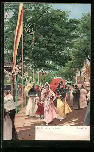 Künstler-AK Sevilla, En el Real de la feria