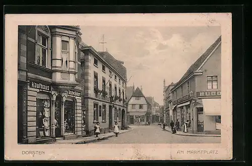 AK Dorsten, Hotel und Geschäfte am Marktplatz