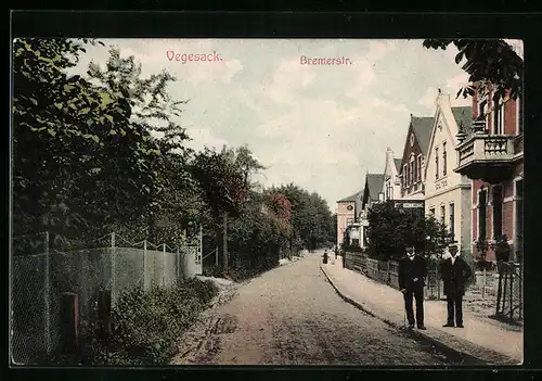 AK Vegesack, Bremerstrasse mit Passanten