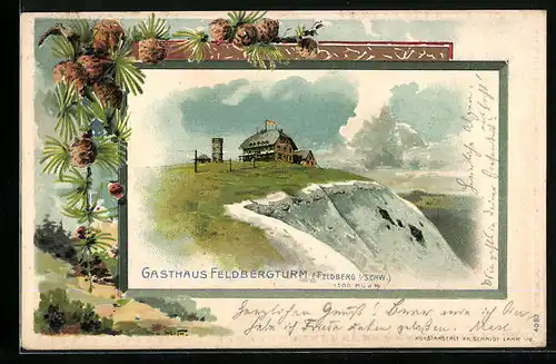 Präge-Lithographie Feldberg i. Schw., Gasthaus Feldbergturm