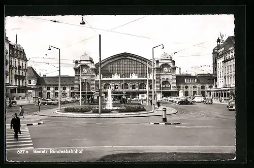 AK Basel, Blick auf Bundesbahnhof