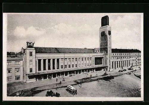 AK Königgrätz, Blick auf Bahnhof