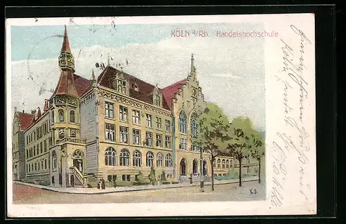 Lithographie Köln-Neustadt, Blick auf Handelshochschule
