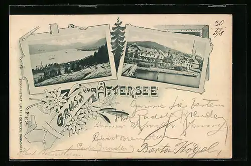 AK Attersee, Uferpartie mit Hotel, Teilansicht