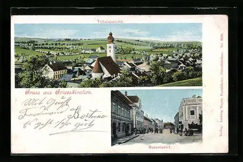 AK Griesskirchen, Totalansicht, Rossmarkt