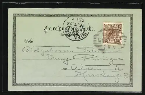 Mondschein-Lithographie Mondsee, Teilansicht mit Kirche