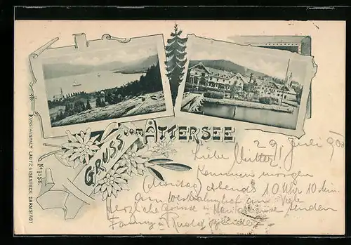 AK Attersee, Uferpartie mit Hotel, Teilansicht