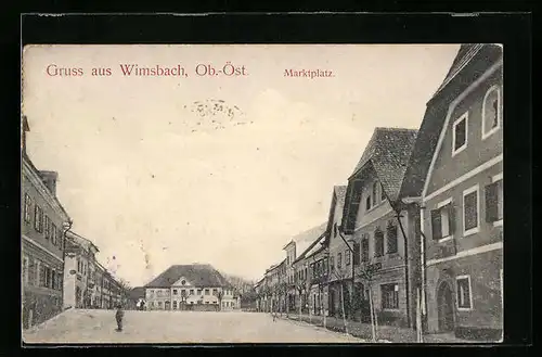 AK Wimsbach, Marktplatz mit Geschäft