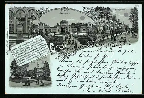 Mondschein-Lithographie Bad Oeynhausen, Thermalbad, Am Kurpark, Haupt-Promenade