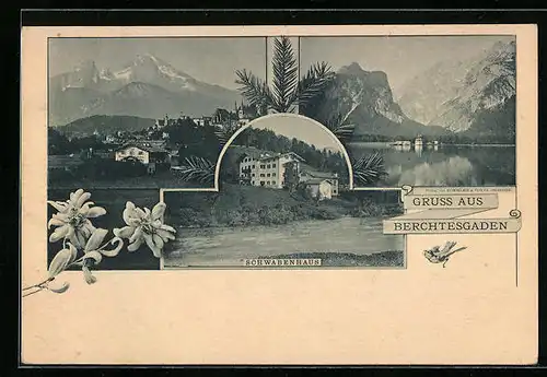 AK Berchtesgaden, Hotel Schwabenhaus, Teilansicht, Panorama