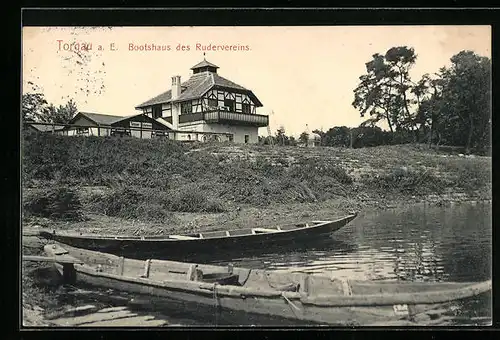 AK Torgau a. E., Bootshaus des Rudervereins