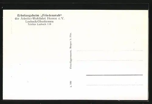 AK Laubach /Oberhessen, Erholungsheim Friedensruh der Arbeiter-Wohlfahrt Hessen e. V.