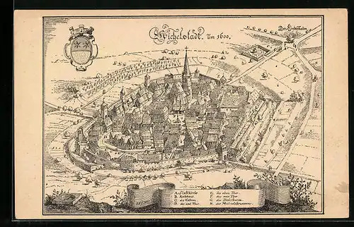 AK Michelstadt, Gesamtansicht um 1600