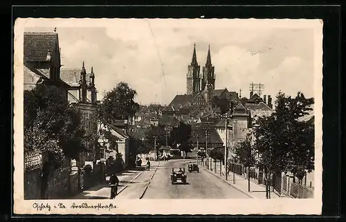 AK Oschatz i. Sa., Blick auf Dresdnerstrasse