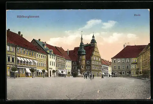 AK Hildburghausen, Markt mit Kirche