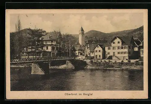 AK Obertsrot im Murgtal, Flusspartie mit Brücke