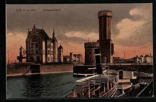 AK Cöln a. Rh., Hafeneinfahrt