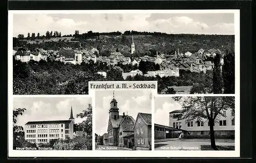 AK Frankfurt-Seckbach, die alte Schule, Nordseite und Südseite der Neuen Schule