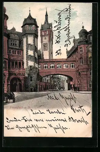 AK Frankfurt a. Main, auf der Strasse vor dem Rathaus