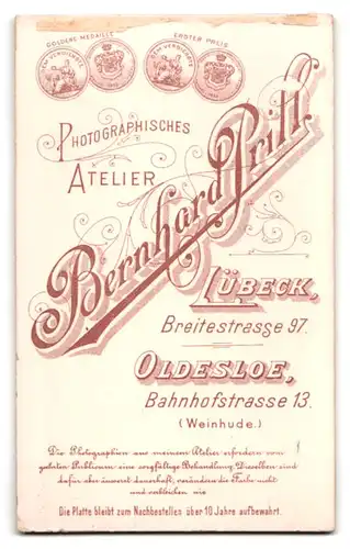 Fotografie Bernhard Prill, Lübeck, Breitestr. 97, bürgerliche Dame im Kleid