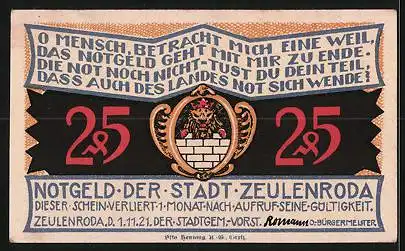 Notgeld Zeulenroda 1921, 25 Pfennig, Viadukt