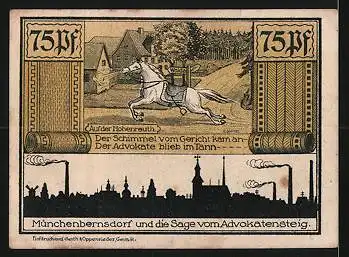 Notgeld Münchenbernsdorf 1921, 75 Pfennig, Mönch von Münchenbernsdorf