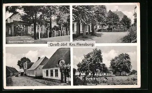 AK Gross-Jörl bei Flensburg, Geschäftshaus Klesbye, am Gasthaus