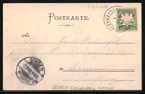 AK Grünwald, Gasthof Forsthaus Wörnbrunn, Hirsch und Reh