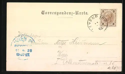 AK Laxenburg, Panorama am Wasser mit Bootspartie