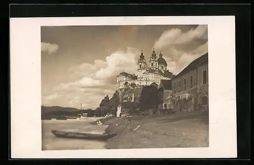 Foto-AK Melk /Donau, Donauufer mit Kloster