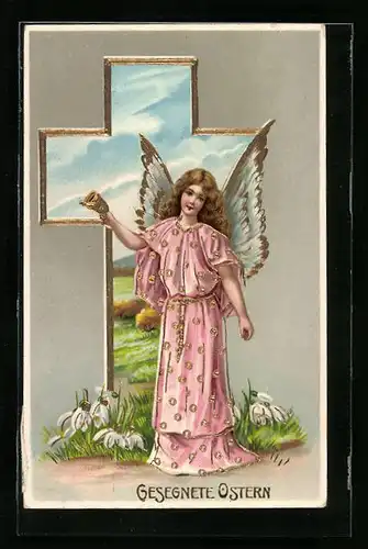 AK Osterengel läutet die Glocke zu Ostern