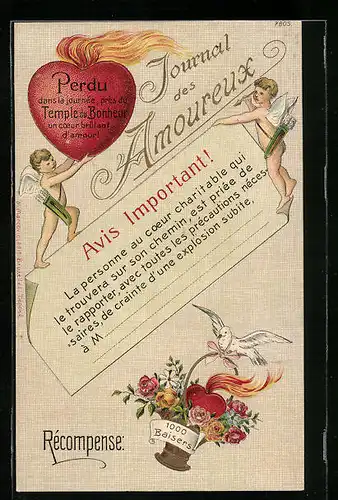 AK Amor mit Pfeil und Bogen, Journal des Amoureux