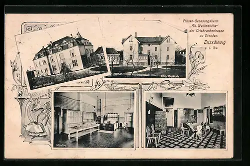 AK Zitzschewig i. Sa., Frauen-Genesungsheim Alt-Wettinshöhe der Ortskrankenkasse zu Dresden