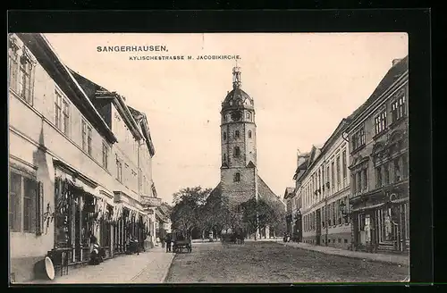 AK Sangerhausen, Kylischestrasse mit Jacobikirche