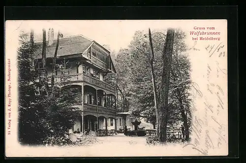 AK Heidelberg, Gasthaus Wolfsbrunnen mit Garten