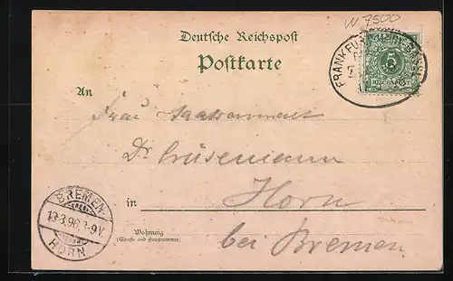 Lithographie Karlsruhe, Schlossgartensee, Schloss, Schlossthurm