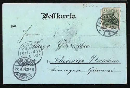 Lithographie Königswinter, Teilansicht, Schloss, Ruine