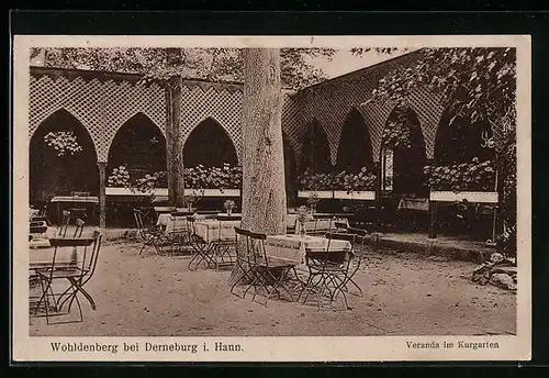 AK Derneburg i. Hann., Hotel Wohldenberg, Veranda im Kurgarten