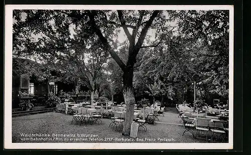 AK Bennewitz bei Wurzen, Gasthaus Waldschänke Bennewitz, Gartenterrasse